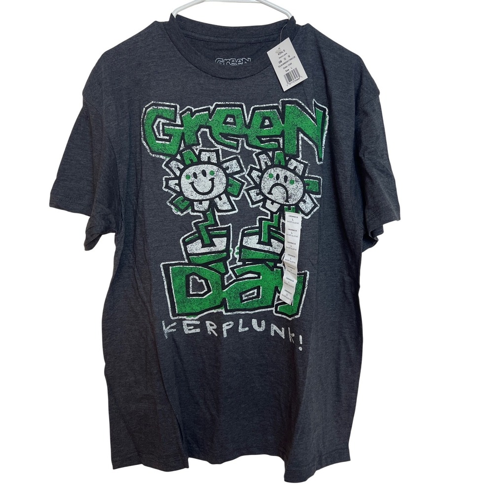 Green Day Kerplunk! Band T-Shirt Mens Large Charcoal Grey Flower Graphic New‎